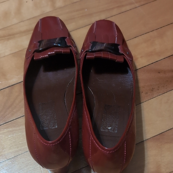 Salvatore Ferragamo Dark Brick  Red Leather Loafers 9.5 - Picture 4 of 9